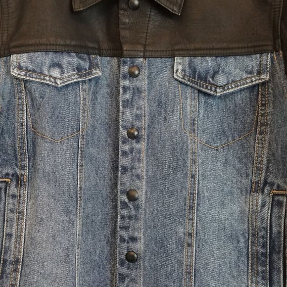 Blank NYC Arachnophobia Vegan Leather & Denim Combo Jacket new w tags - Picture 7 of 7